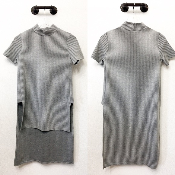 Zara Tops - Zara Striped High Lo Mock Turtleneck Sweater